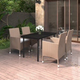 vidaXL 3-delige Tuinset met kussens poly rattan en glas