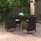 vidaXL 3-delige Tuinset met kussens poly rattan en glas