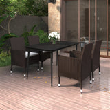 vidaXL 3-delige Tuinset met kussens poly rattan en glas