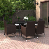 vidaXL 3-delige Tuinset met kussens poly rattan en glas