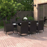 vidaXL 3-delige Tuinset met kussens poly rattan en glas