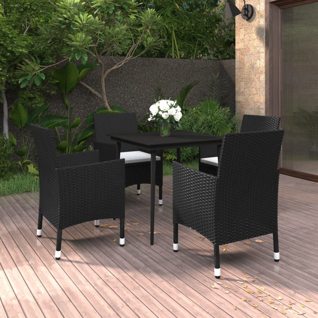 vidaXL 3-delige Tuinset met kussens poly rattan en glas