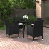 vidaXL 3-delige Tuinset met kussens poly rattan en glas