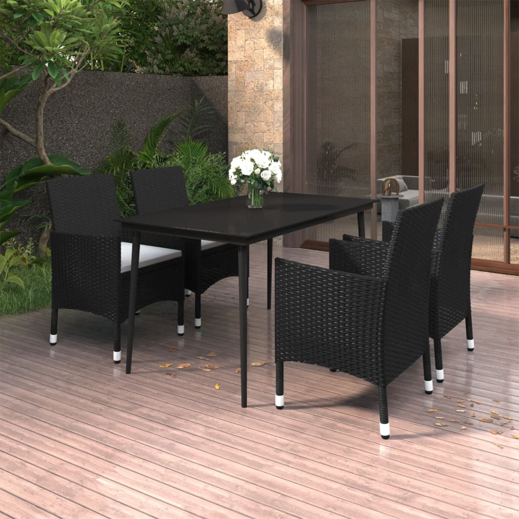 vidaXL 3-delige Tuinset met kussens poly rattan en glas