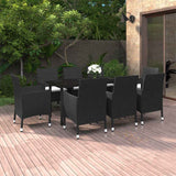 vidaXL 3-delige Tuinset met kussens poly rattan en glas
