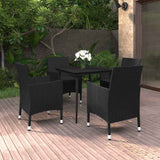 vidaXL 3-delige Tuinset met kussens poly rattan en glas