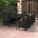 vidaXL 3-delige Tuinset met kussens poly rattan en glas