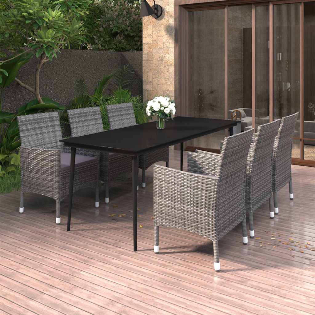 vidaXL 3-delige Tuinset met kussens poly rattan en glas