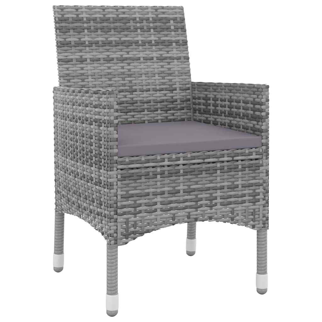 vidaXL 3-delige Tuinset met kussens poly rattan en glas