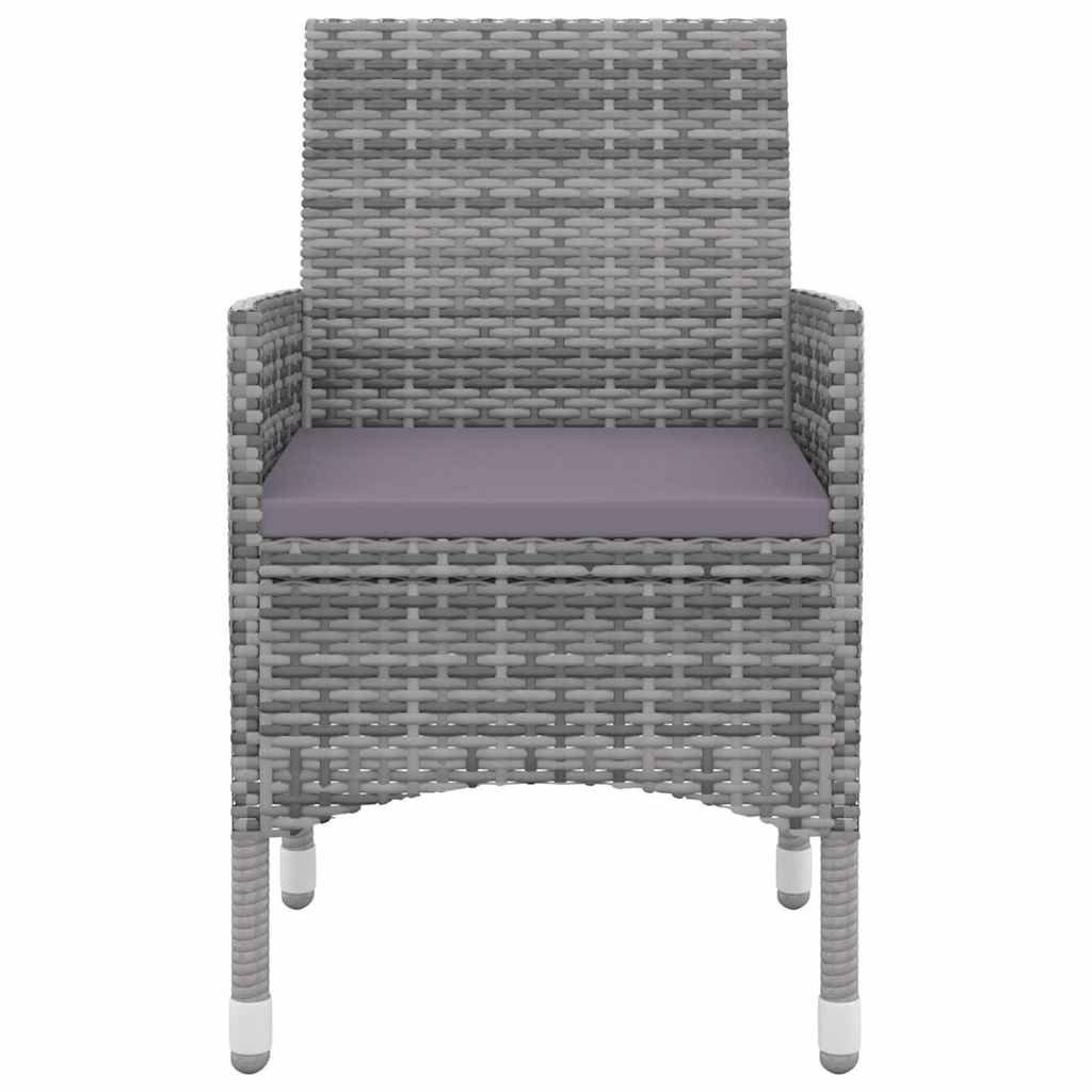 vidaXL 3-delige Tuinset met kussens poly rattan en glas