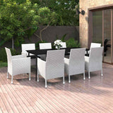 vidaXL 3-delige Tuinset met kussens poly rattan en glas