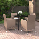 vidaXL 3-delige Tuinset met kussens poly rattan en glas