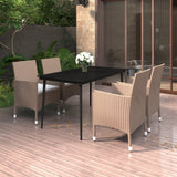 vidaXL 3-delige Tuinset met kussens poly rattan en glas