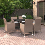 vidaXL 3-delige Tuinset met kussens poly rattan en glas