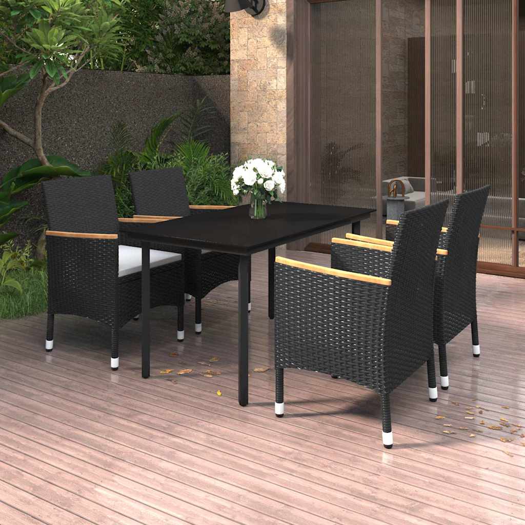 vidaXL 3-Piece Garden Lounge Set with Cushions Poly Rattan and Glass