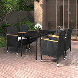 vidaXL 3-Piece Garden Lounge Set with Cushions Poly Rattan and Glass