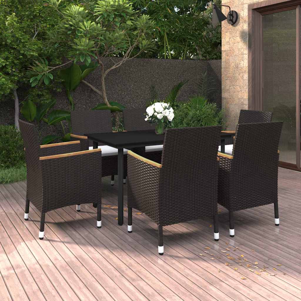vidaXL 3-Piece Garden Lounge Set with Cushions Poly Rattan and Glass