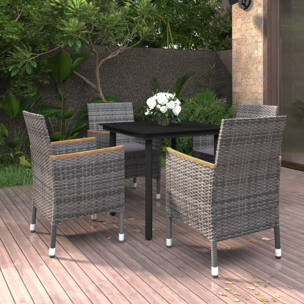 vidaXL 3-Piece Garden Lounge Set with Cushions Poly Rattan and Glass