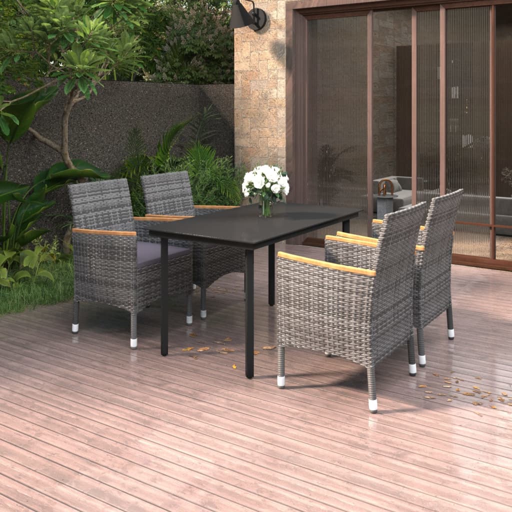 vidaXL 3-Piece Garden Lounge Set with Cushions Poly Rattan and Glass