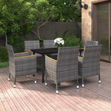 vidaXL 3-Piece Garden Lounge Set with Cushions Poly Rattan and Glass