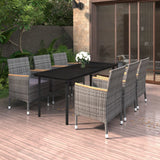 vidaXL 3-Piece Garden Lounge Set with Cushions Poly Rattan and Glass
