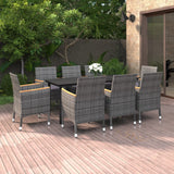 vidaXL 3-Piece Garden Lounge Set with Cushions Poly Rattan and Glass