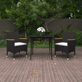 vidaXL 3-delige Tuinset met kussens poly rattan en glas