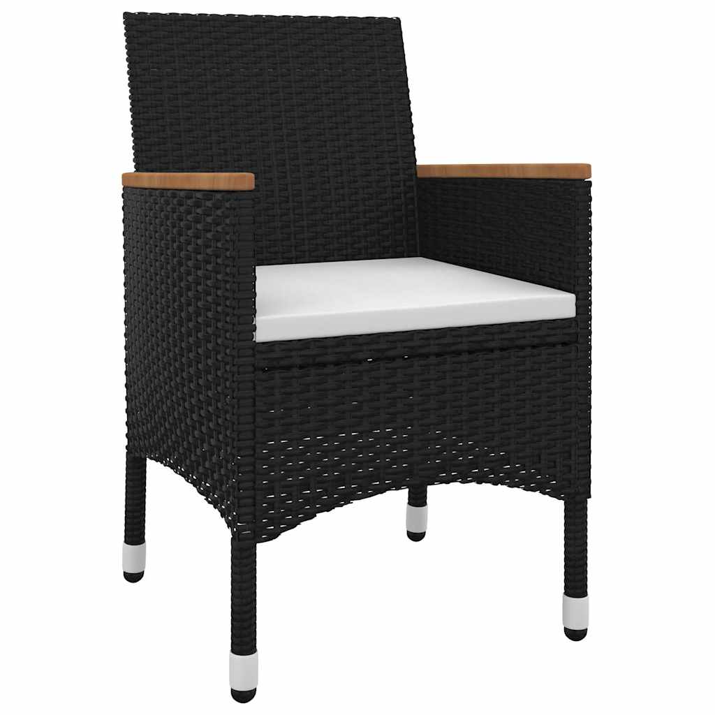vidaXL 3-delige Tuinset met kussens poly rattan en glas