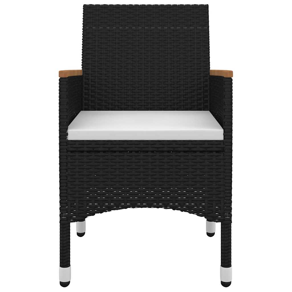 vidaXL 3-delige Tuinset met kussens poly rattan en glas