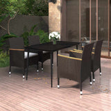 vidaXL 3-delige Tuinset met kussens poly rattan en glas