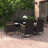 vidaXL 3-delige Tuinset met kussens poly rattan en glas