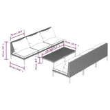 vidaXL 5-delige Loungeset met kussens poly rattan donkergrijs