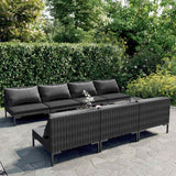 vidaXL 5-delige Loungeset met kussens poly rattan donkergrijs