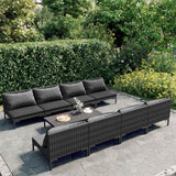 vidaXL 5-delige Loungeset met kussens poly rattan donkergrijs