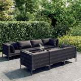 vidaXL 5-delige Loungeset met kussens poly rattan donkergrijs