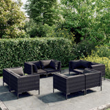 vidaXL 4-delige Loungeset met kussens poly rattan donkergrijs