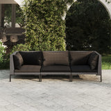 vidaXL 4-delige Loungeset met kussens poly rattan donkergrijs