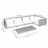 vidaXL 4-delige Loungeset met kussens poly rattan donkergrijs