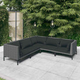 vidaXL 4-delige Loungeset met kussens poly rattan donkergrijs
