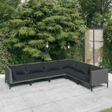 vidaXL 4-delige Loungeset met kussens poly rattan donkergrijs