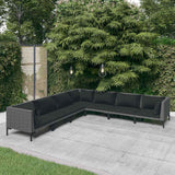 vidaXL 4-delige Loungeset met kussens poly rattan donkergrijs