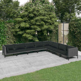 vidaXL 4-delige Loungeset met kussens poly rattan donkergrijs
