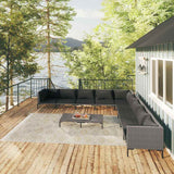 vidaXL 4-delige Loungeset met kussens poly rattan donkergrijs