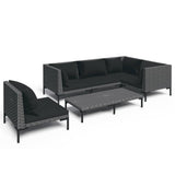 vidaXL 5-delige Loungeset met kussens poly rattan donkergrijs