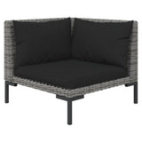 vidaXL 5-delige Loungeset met kussens poly rattan donkergrijs