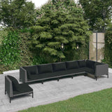 vidaXL 5-delige Loungeset met kussens poly rattan donkergrijs