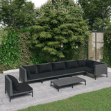 vidaXL 5-delige Loungeset met kussens poly rattan donkergrijs