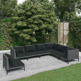 vidaXL 5-delige Loungeset met kussens poly rattan donkergrijs