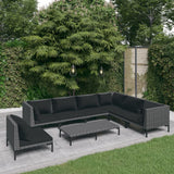 vidaXL 5-delige Loungeset met kussens poly rattan donkergrijs