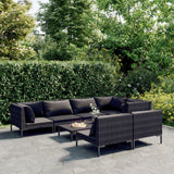 vidaXL 7-delige Loungeset met kussens poly rattan donkergrijs